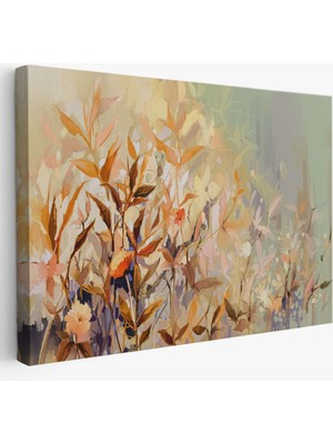 SONIKON LINE Renkli Yapraklar, Modern Dekoratif Kanvas Tablo, Duvar Dekoru 1240