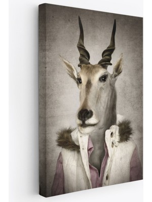 SONIKON LINE Insan Görünümlü Keçi Dekoratif Kanvas Tablo, Duvar Dekoru 4986