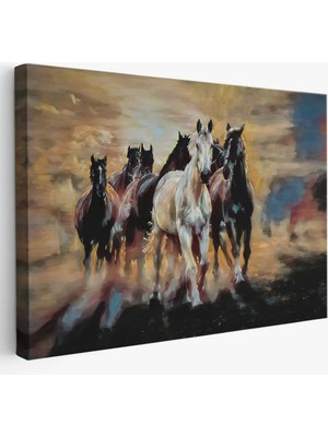 SONIKON LINE Koşan Atlar Dekoratif Kanvas Tablo, Duvar Dekoru 3670