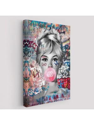 SONIKON LINE Brigitte Bardot ve Güzelliği Graffiti Pop Art Dekoratif Kanvas Tablo, Duvar Dekoru 6469