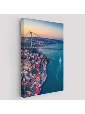 SONIKON LINE Kuş Bakışı Boğaziçi Dekoratif Kanvas Tablo, Duvar Dekoru 5971