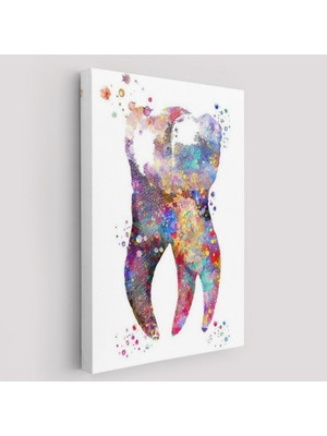 SONIKON LINE Renkli Diş, Diş Kliniği Dekoratif Kanvas Tablo, Duvar Dekoru 6283