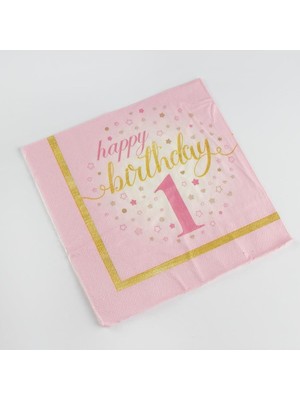 Pembe 33X33CM 20'li Peçete, 1 Yaş Için Ideal, Şık ve Kullanışlı.