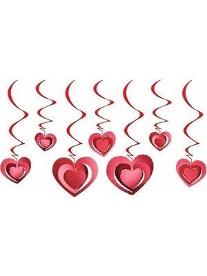 3D Kalp Sarkıt Tavan Süs, Kırmızı Dekoratif Aksesuar