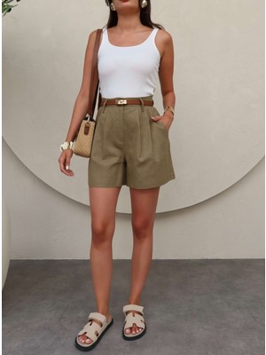 Bol Kesim Keten Şort