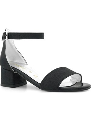 Lilo Simli Siyah Tek Bantlı Kız Çocuk Topuklu Abiye Ayakkabı