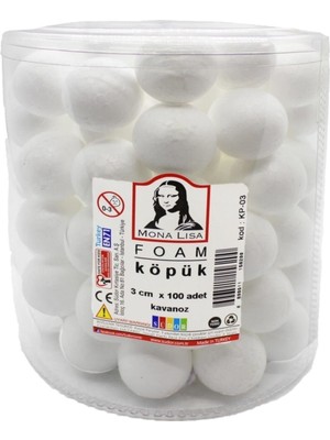 Teknotrust 3 cm Strafor Köpük Top, 100 Adet, Hafif ve Dayanıklı Paketli