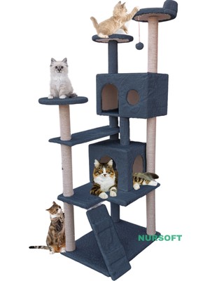 Nursoft Kule Kedi Evi Tırmalama ve Kedi Evi