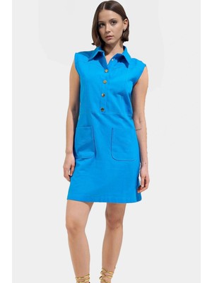 Keten Görünümlü Mini Elbise Günlük Şıklık Için Dokuma Kumaş Özenle Seçilmiş Mükemmel Uyum