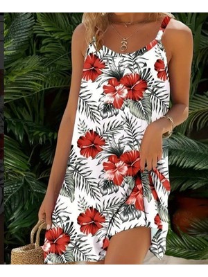 Arben Boutique Kadın Ip Askılı Çiçek Desenli Süprem Elbise