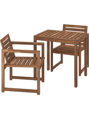 Masa ve Sandalye Seti, Açık Kahverengi, Mindersiz, 2 Sandalyeli