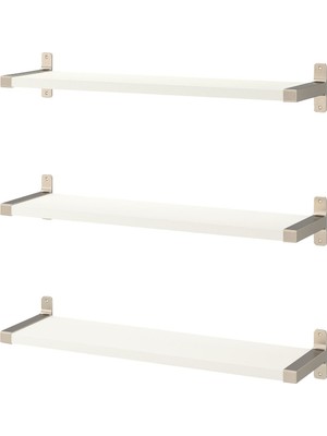 Duvar Rafı Kombinasyonu, Beyaz-Nikelaj Kaplama, 80X20 cm