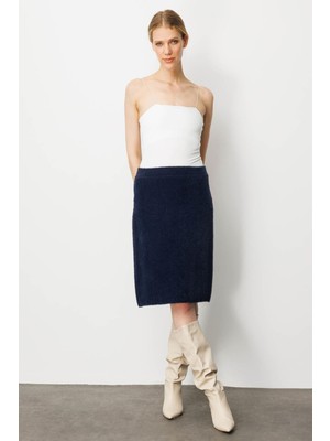 Kadın Triko Kısa Etek Lacivert