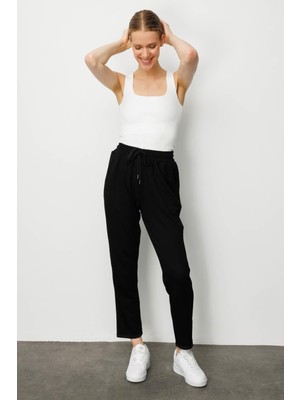 Kadın Yan Cepli Eşofman Altı Siyah