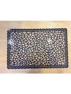 Arow Siyah Yaprak Desen 6'lı Amerikan Servis