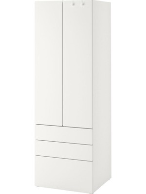 Çocuk Gardırobu, Beyaz, 60X57X181 Cm, 3 Çekmeceli