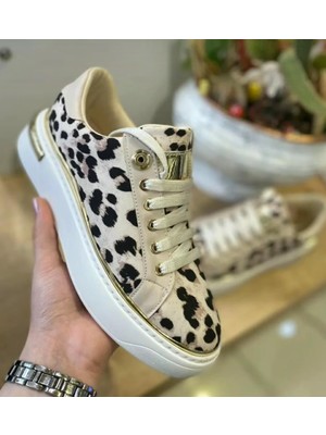Bags Shoes Kuum London K732513 Leopar Desenli Sneaker Spor Ayakkabı