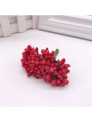 Kırmızı Tomurcuk Çiçek Dekorasyon Malzemesi, Partiye Renk Katıcı Süsler