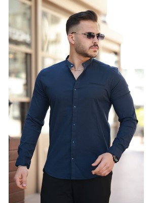 Hakim Yaka Slim Fit Battal Gömlek