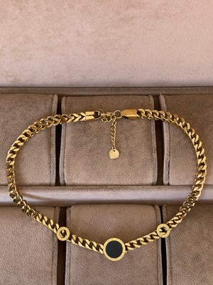 Aida Jewelss 316 L Cerrahi Çelik Geçme Gurmet Zincirli Tasarım Paslanmaz Kararmaz Çelik Kolye