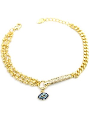 Taşlı Nazar Bileklik - Altın