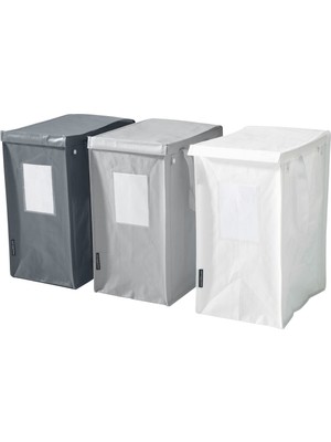 Atık Ayırma Torbası, Beyaz-Koyu Gri-Açık Gri, 35 Lt, 3 Adet