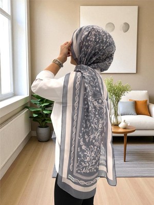 Baştacı 2025 Yaz Sezonu 0349 Kilim Desen Gri Şal