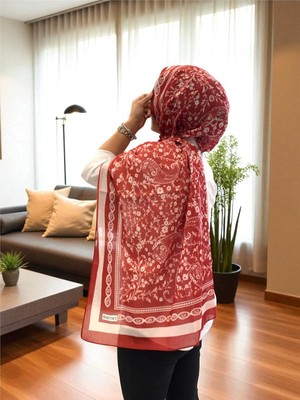 Baştacı 2025 Yaz Sezonu 0349 Kilim Desen Bordo Şal