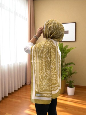 Baştacı 2025 Yaz Sezonu 0349 Kilim Desen Yağ Yeşili Şal