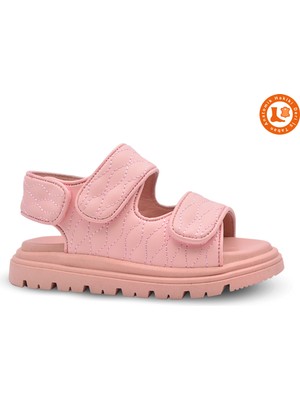 Kids A More Lady Vegan Deri Kız Çocuk Sandalet Pudra Renkli Düz Topuklu Konforlu Tasarım