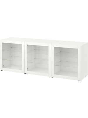 Dolap Kombinasyonu, Beyaz-Şeffaf Cam, 180X42X65 Cm, Sındvık