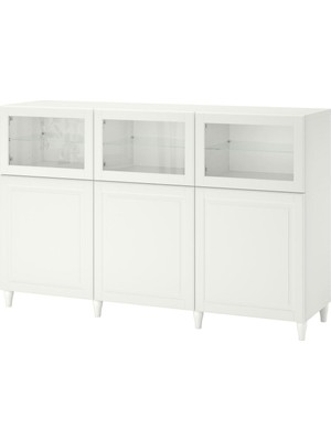 Dolap Kombinasyonu, Beyaz-Şeffaf Cam, 180X42X112 Cm, Smevıken/ostvık