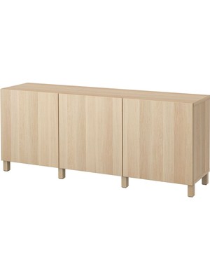 Dolap Kombinasyonu, Ağartılmış Meşe Görünümlü, 180X40X74 Cm, Lappvıken