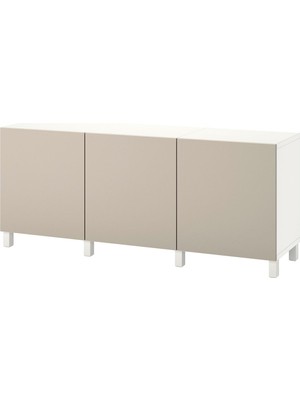 Dolap Kombinasyonu, Beyaz-Açık Gri-Bej, 180X42X74 Cm, Lappvıken