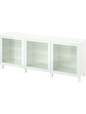 Dolap Kombinasyonu, Beyaz-Şeffaf Cam, 180X42X74 Cm, Glassvık, Stubbarp-Beyaz