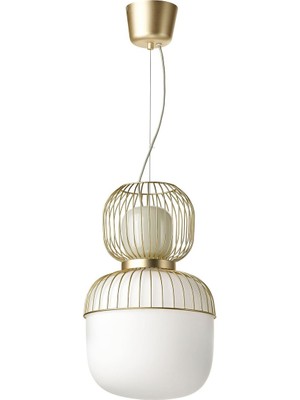 Sarkıt Lamba, Beyaz-Açık Yeşil-Altın Rengi, 33 cm