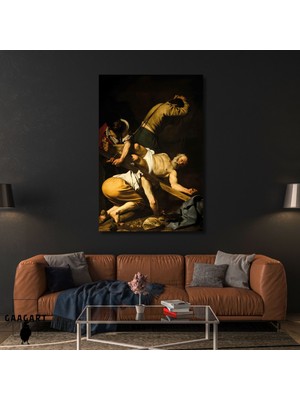 Tekli Dikey Kanvas Tablo Ünlü Eserler Caravaggio Aziz Petrus Şehitliği
