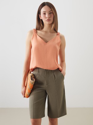 Lc Waikiki Yeni Sezon V Yaka Askili Modal Karisimli Bluz - S5OI06Z8