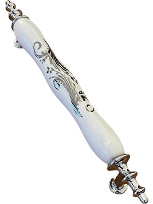 Deyhome Porselen Kulp Altın Sarmaşık Desenli 128MM(12.8CM) Ayakları Krom Mobilya Çekmece Kapak Kulbu