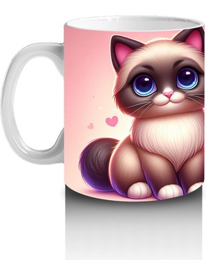 Çocuklara Sütü Sevdiren Safir Gözlü Kedi Kupa Bardak