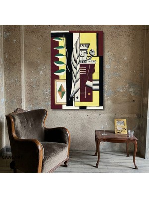 Tekli Dikey Kanvas Tablo Ünlü Eserler Fernand Leger Nature Morte Cartes