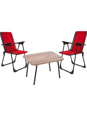Exent 45X60 Katlanır Masa + 2 Adet Kamp Sandalyesi, Çift Dikişli 120 kg Kapasiteli-2kır-Atl