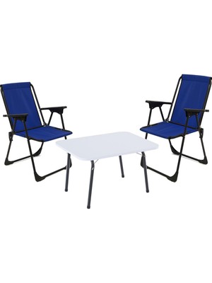 Exent 45X60 Katlanır Masa + 2 Adet Kamp Sandalyesi, Çift Dikişli 120 kg Kapasiteli-2lac-Bey