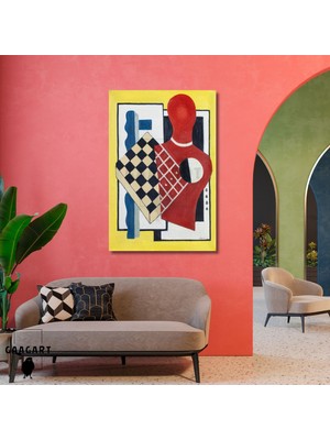 Tekli Dikey Kanvas Tablo Ünlü Eserler Fernand Leger Composition Au Damier