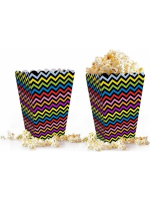 Teknotrust Renkli Zigzag Desenli Mısır Kutusu, 10 Adet, Şık ve Kullanışlı Tasarım