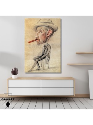 Tekli Dikey Kanvas Tablo Ünlü Eserler Claude Monet Büyük Prolu Adam