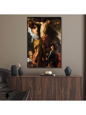 Tekli Dikey Kanvas Tablo Ünlü Eserler Caravaggio Andrew'un Çarmıha Gerilmesi