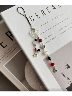 Bordo Yıldız Charm, Telefon Ipi, Çanta Süsü telefon askısı