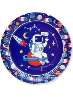 Teknotrust Uzay Temalı Beyaz 23 cm Karton Tabaklar, Paket 8'li, Klasör 24 Adet