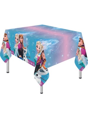 Mavi Frozen Northern Temalı Masa Örtüsü 120X180, Doğum Günü ve Parti Dekoru Için Uygun